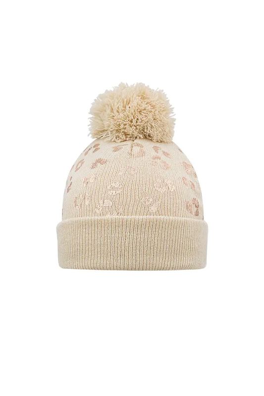 Muts tijgerprint pompom kind - beige.