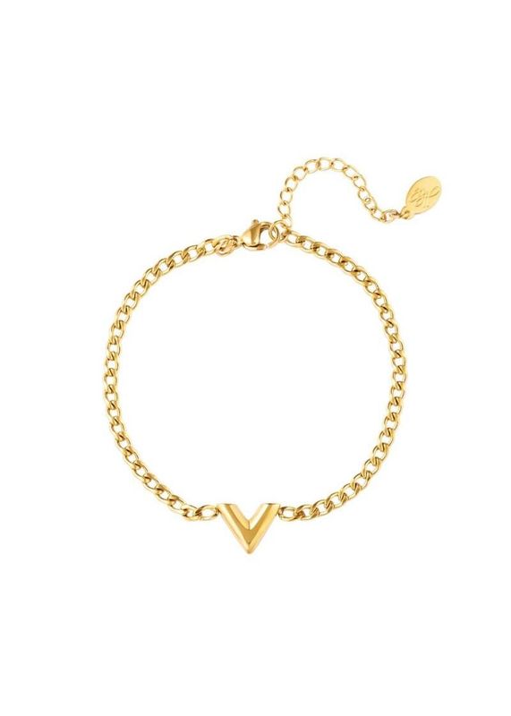 Roestvrijstalen armband Letter V - Stainless Steel.