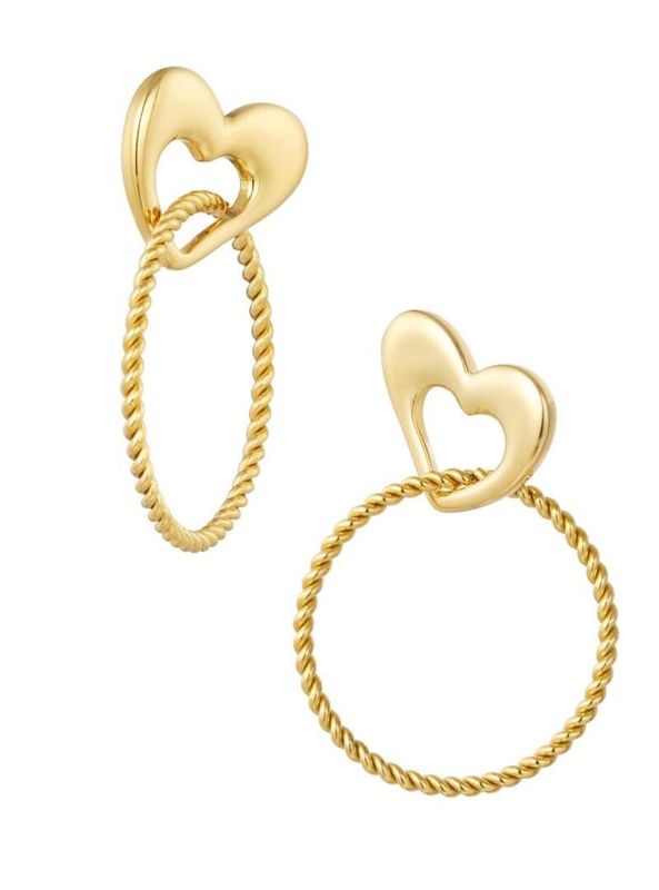 Oorbellen hart met ring -  Goud.