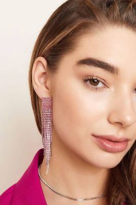 Strass oorbellen vierkante top.