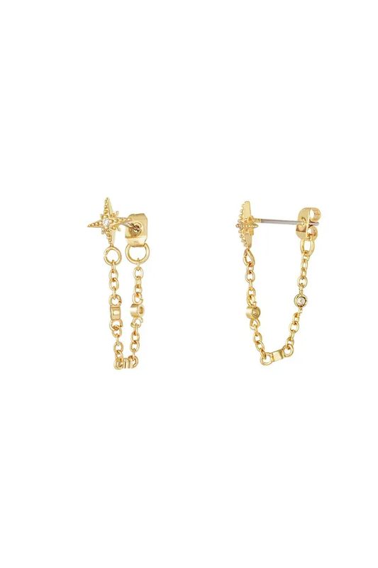 Oorbellen met kettinkje ster - Sparkle collectie.