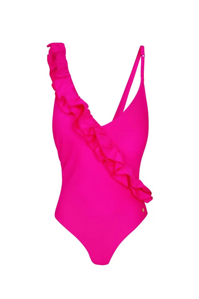Badpak ruffel - fuchsia.