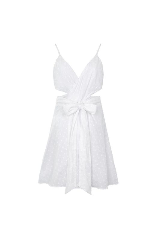 Mini jurk met uitgesneden taille.