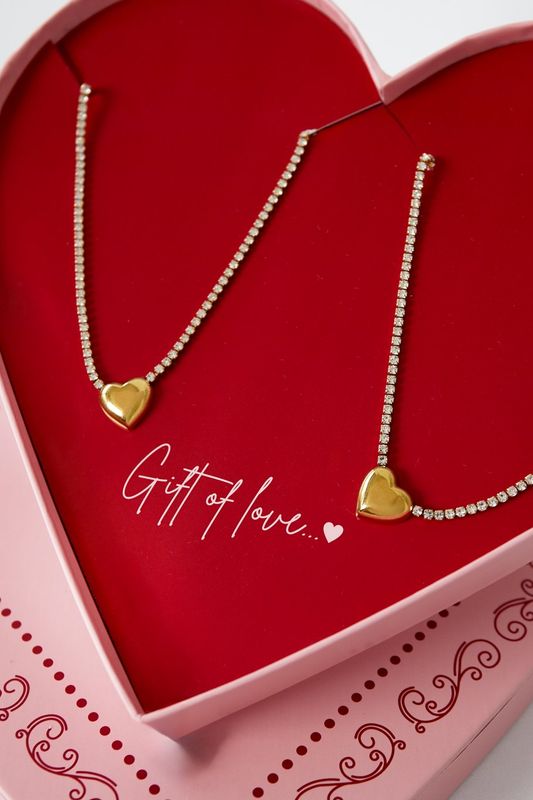 Gift of love stainless steel hearts ketting.