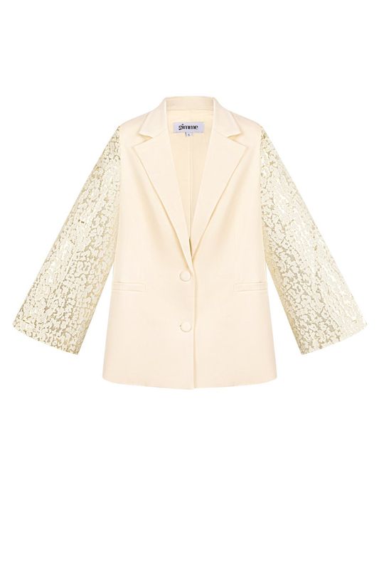 Blazer met panter mouwen - Crème.