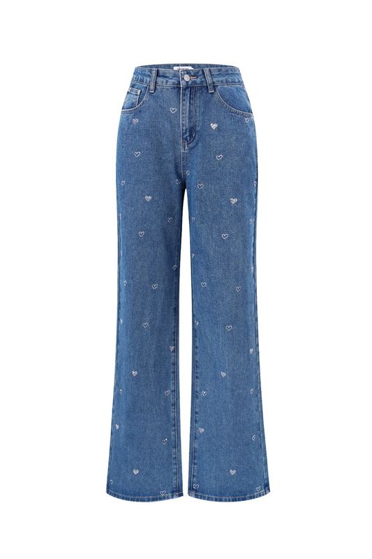 Denim jeans glitter hart.
