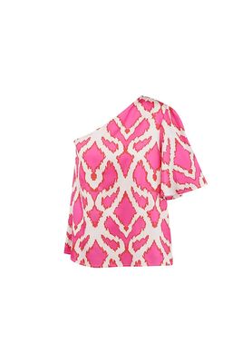 One-shoulder top tropical bliss - fuchsia.