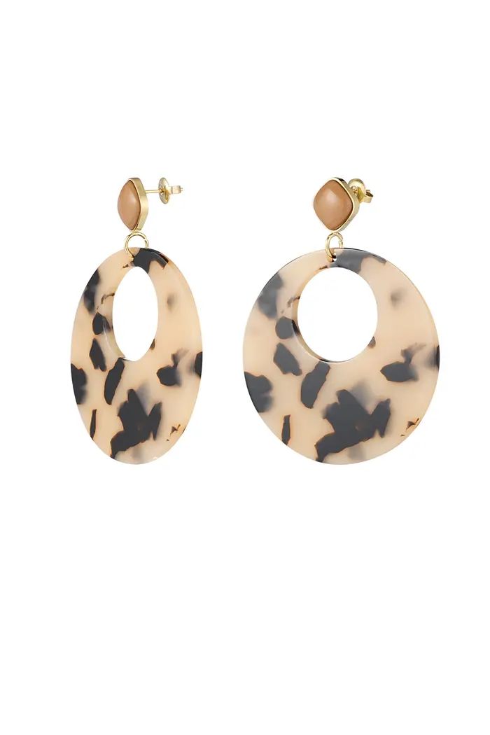 Oorbellen rond met print.