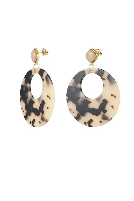 Oorbellen rond met print.