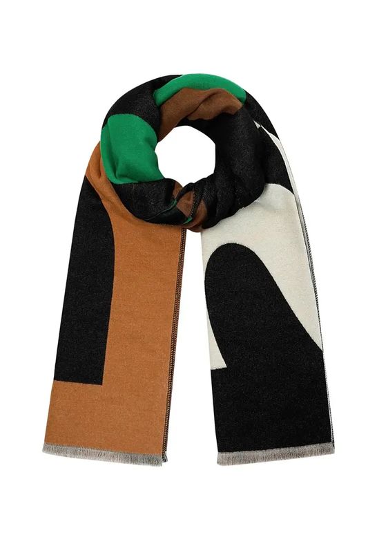 Sjaal met Paris print - groen oranje.