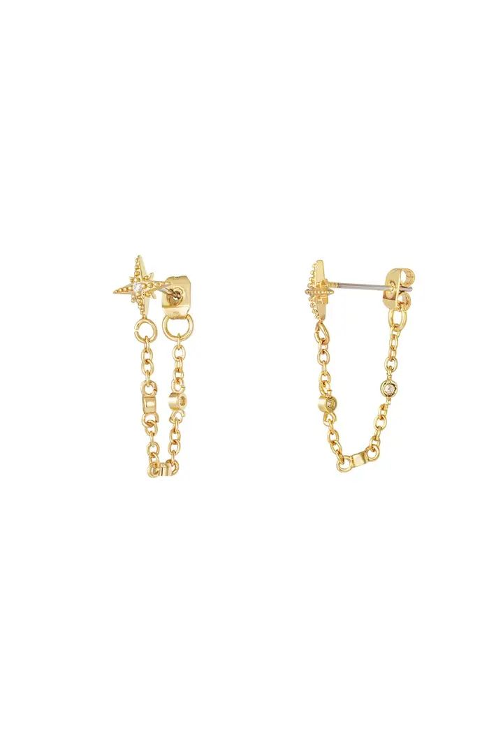 Oorbellen met kettinkje ster - Sparkle collectie.