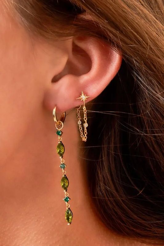 Oorbellen met kettinkje ster - Sparkle collectie.