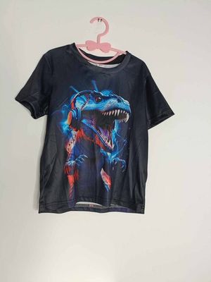 T-Shirt Donker &amp; lichtblauw Dino.