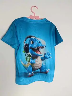 T-Shirt Donker &amp; lichtblauw Dino.