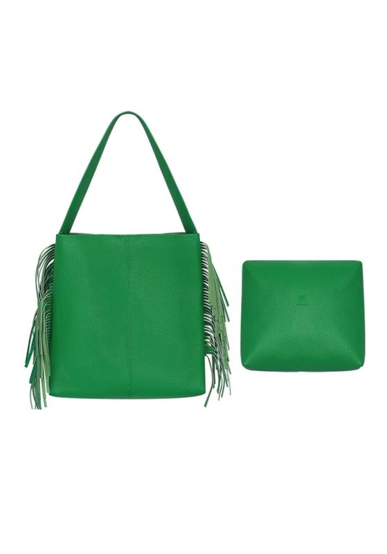 Handtas franjes - groen.