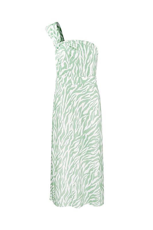 One shoulder zebra jurk.