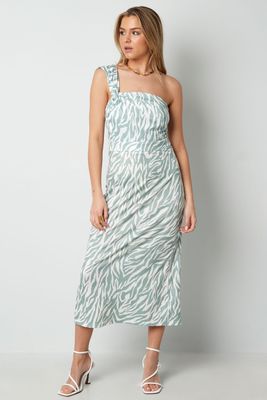 One shoulder zebra jurk.