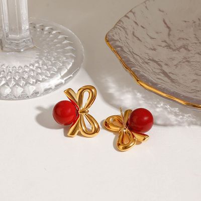 Paar romantische serie retro hart roestvrij staal vergulde dames oorbellen.