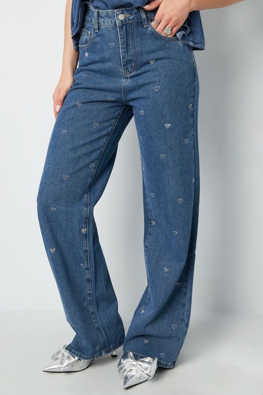 Denim jeans glitter hart.