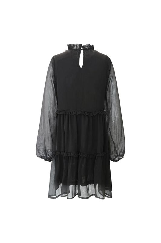 Jurk van chiffon met ruches.
