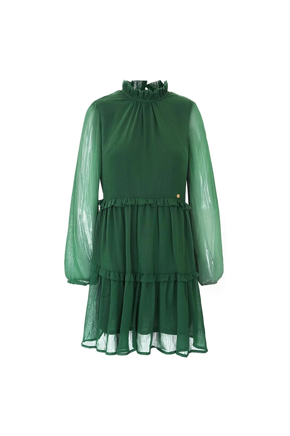 Jurk van chiffon met ruches.