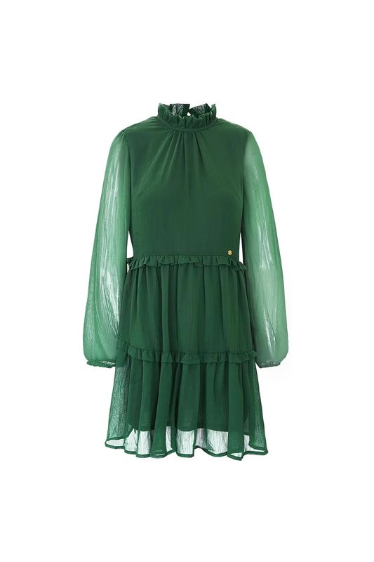 Jurk van chiffon met ruches.