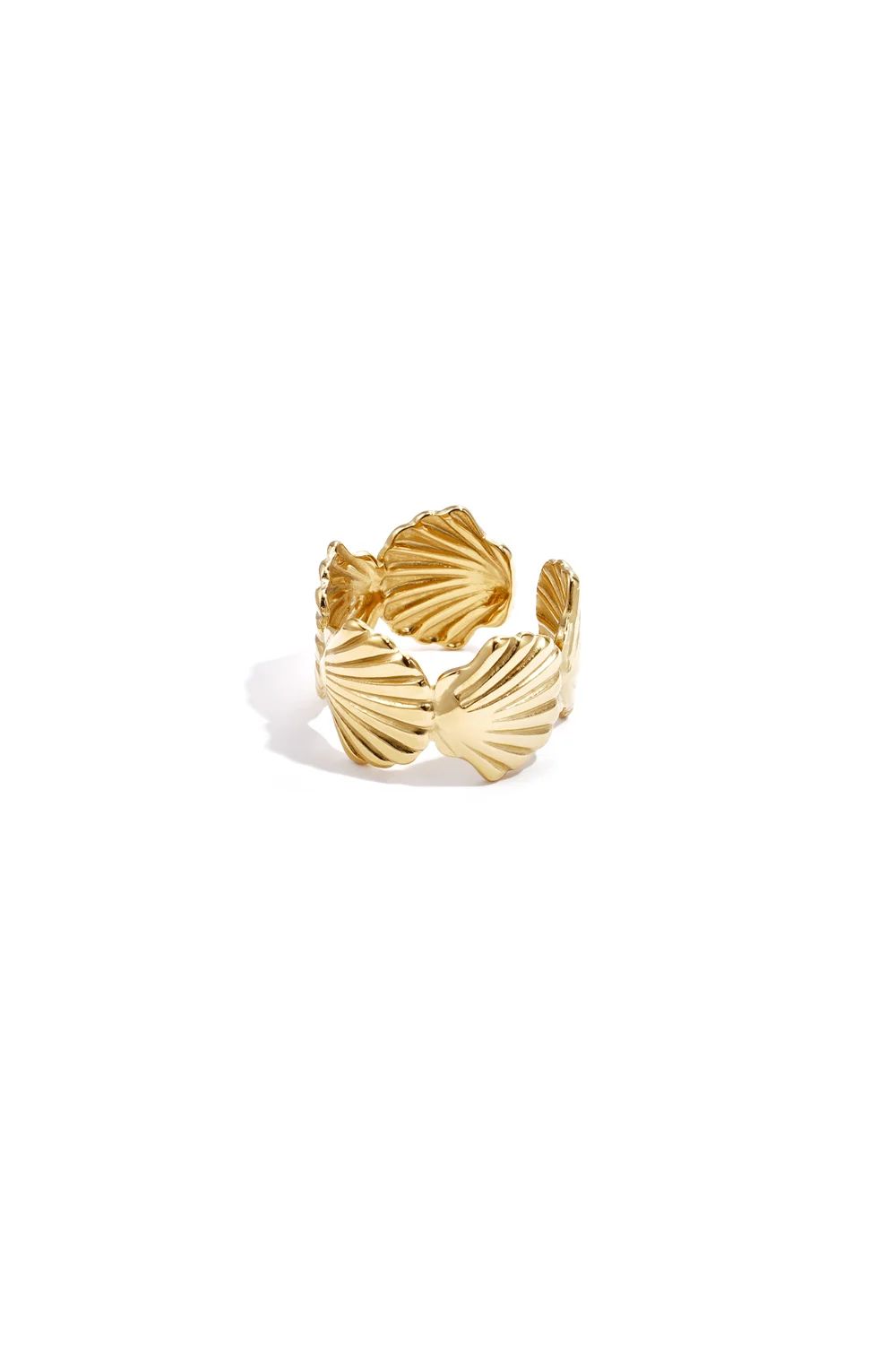 Chunky ring met schelpen.