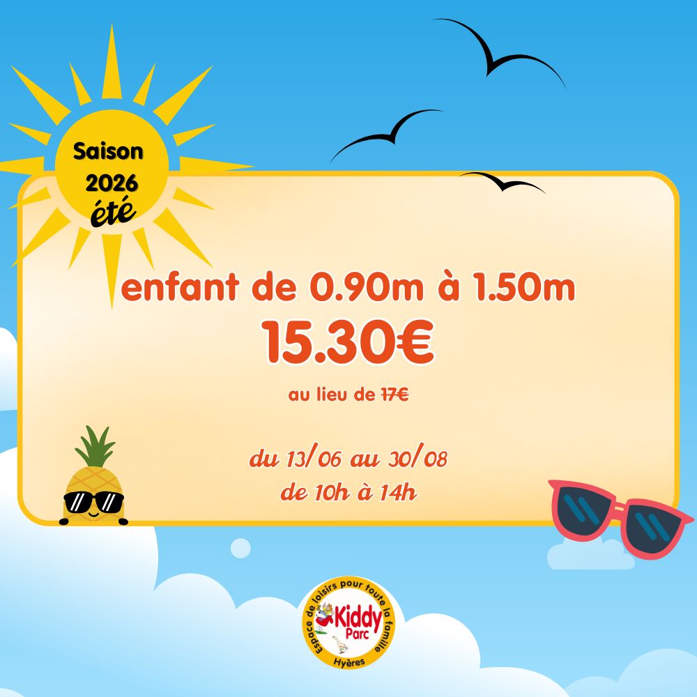 Entrée 1 jour Kiddy Parc avec attractions (obligatoire de 0.90m à 1.50m)