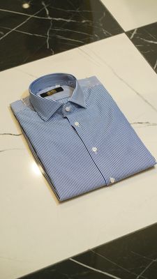 CAMICIA SLIM RIGA AZZURRA