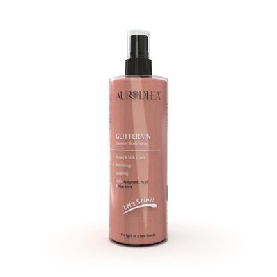 GLITTERAIN – Golden Shimmer Body Spray (Mit dem Duft nach Monoi & Milch) - 150 ml Angereichert mit Hyaluronsäure & Aloe Vera