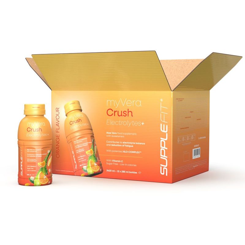 MYVERA CRUSH Electrolytes + | Nahrungsergänzungsmittel mit Süßungsmitteln in Einzelflaschen à 285 ml MYVERA CRUSH Electrolytes + | Nahrungsergänzungsmittel mit Süßungsmitteln in Einzelflaschen à 285 ml