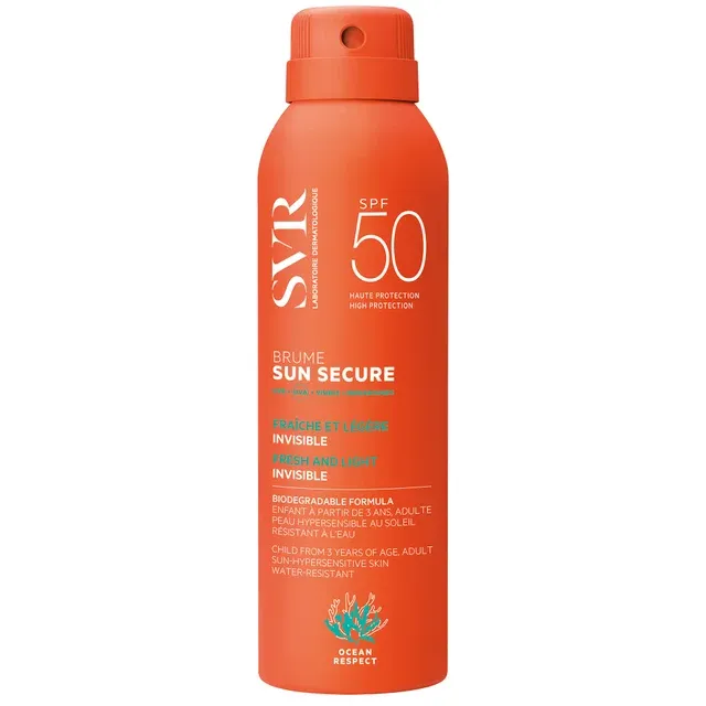 SVR SUN SECURE SPF 50+ Body Mist for Hypersensitive Skin, Very High UVB/UVA Protection, Biodegradable, Reef-Safe, All Ages 200ml