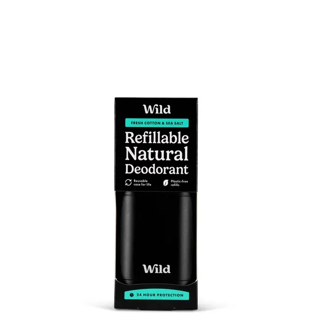 Wild Men&#39;s Fresh Cotton and Sea Salt Deodorant in Black Case 40g