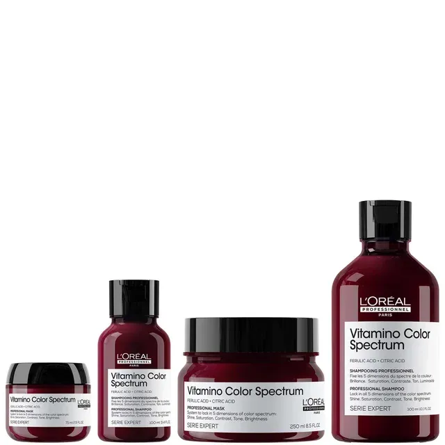 L&#39;Oréal Professionnel Vitamino Color Spectrum Shampoo 300ml, Rinse Off Hair Mask 250ml and Mini Mask and Shampoo Bundle