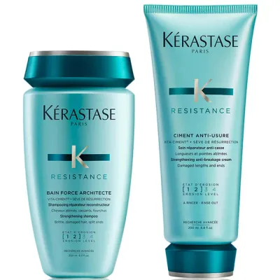 Kérastase Resistance Strengthening Shampoo &amp; Conditioner Set for Damaged, Brittle Hair with Vita-Ciment Complex