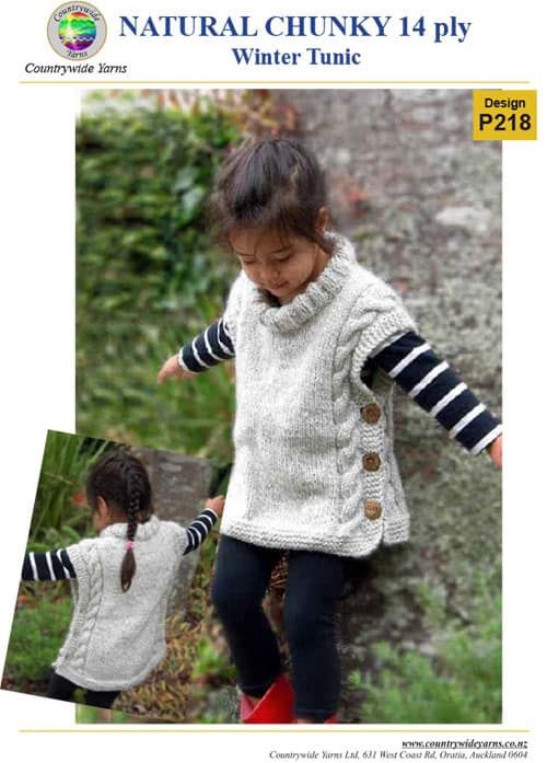 Natural Chunky 14ply Winter Tunic Knitting Pattern