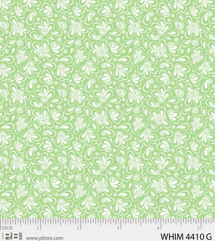 P&amp;B Fabric Whimsy Green Swirl