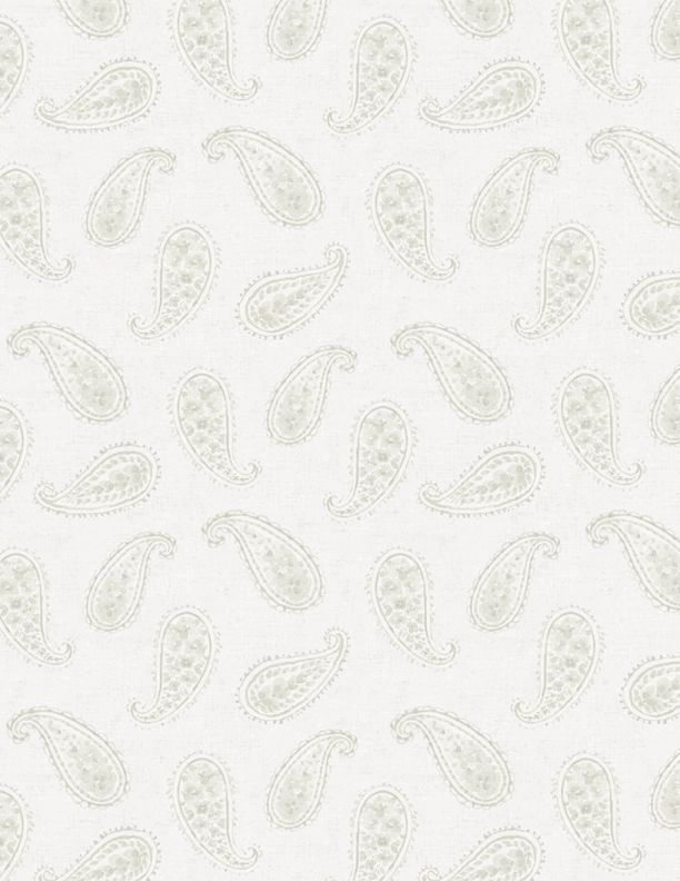 Willmington Bohemian Blue Tonal Paisley Cream Fabric
