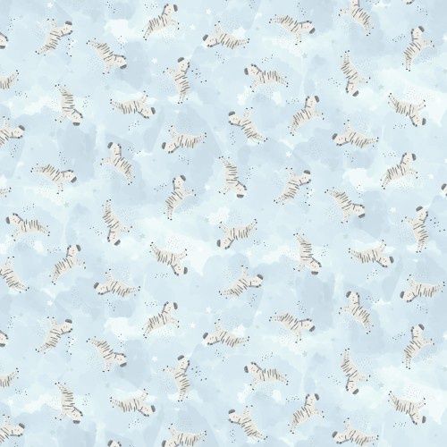 Timeless Treasures Cute Tossed Zebras Fabric  - SKY