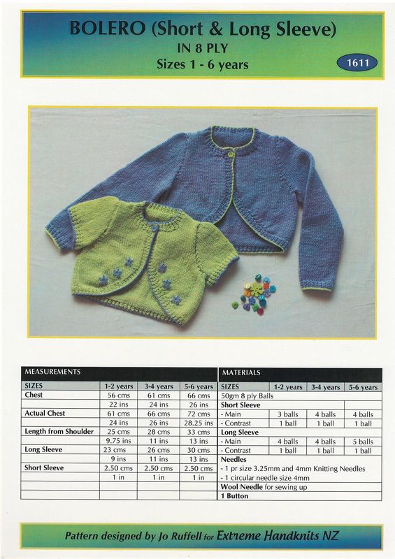 Extreme Handknits NZ- Bolero Cardigan
