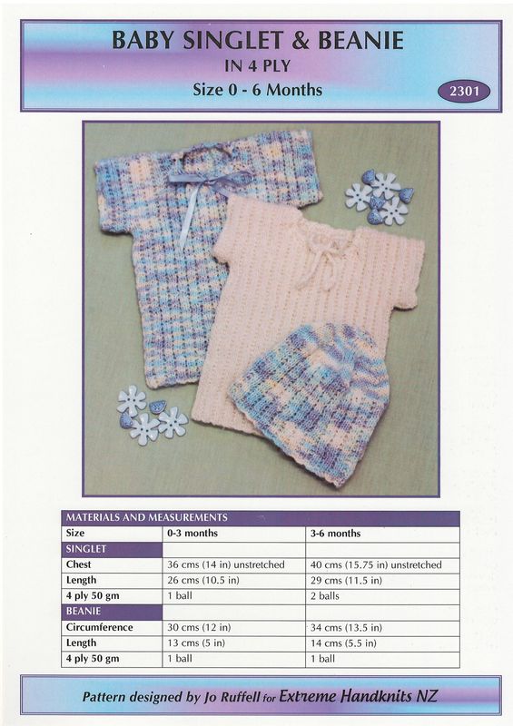 Extreme Handknits NZ - Baby Singlet &amp; Beanie