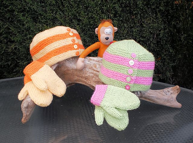 Extreme Handknits NZ- Child&#39;s 5 Button Beanie &amp; Mittens
