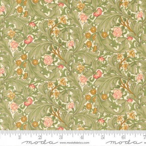 Morris Meadow - Large Leaves &amp; Flowers - Green
