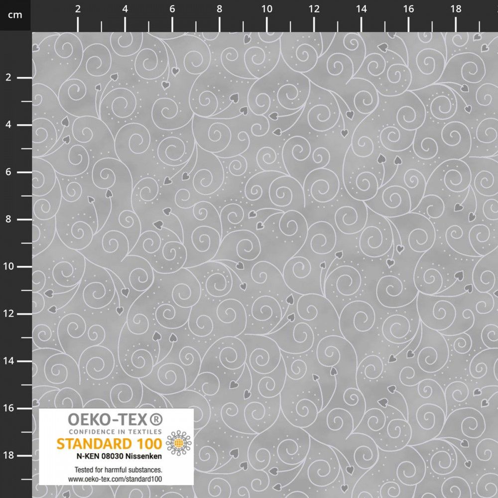Stof - Christmas Swirls - GREY/SILVER