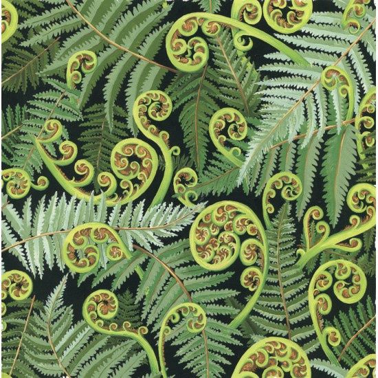 Koru Frond Green- Wide Fabric Backing
