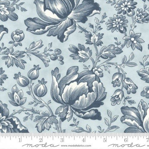 Moda - 3 Sisters - Large Flowers Grey Blue