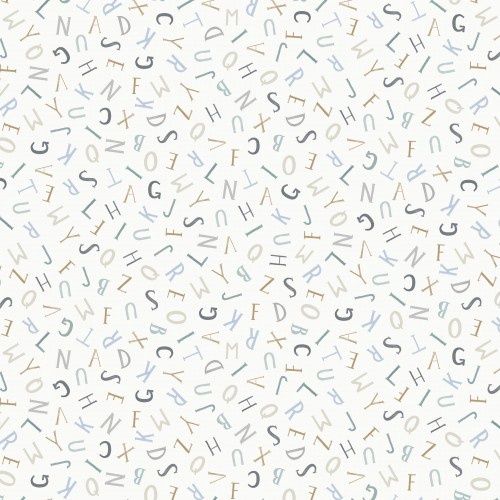 Timeless Treasures Tossed Alphabet - Cream/White