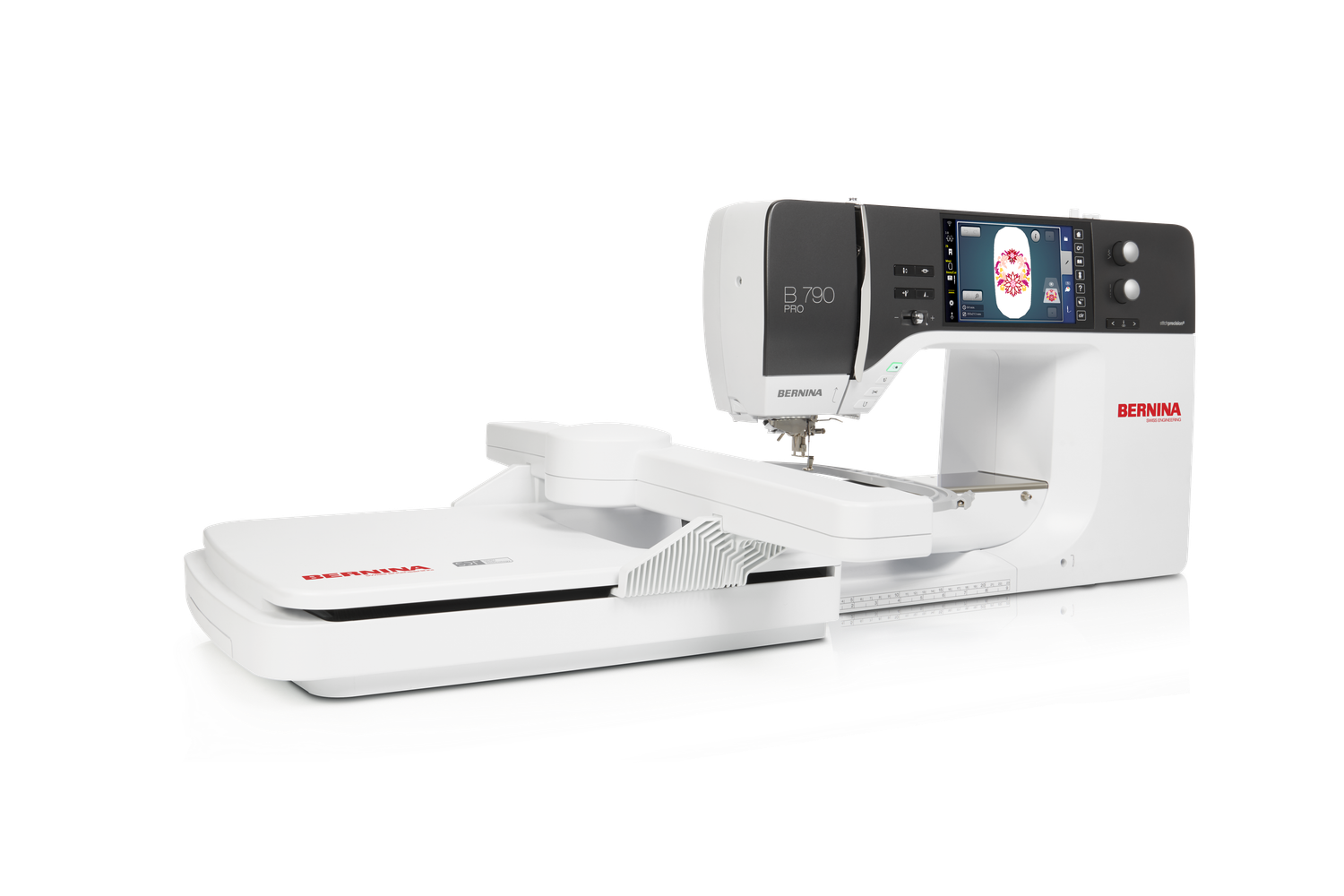 Image of Bernina 790 Pro sewing machine with embroidery module attached