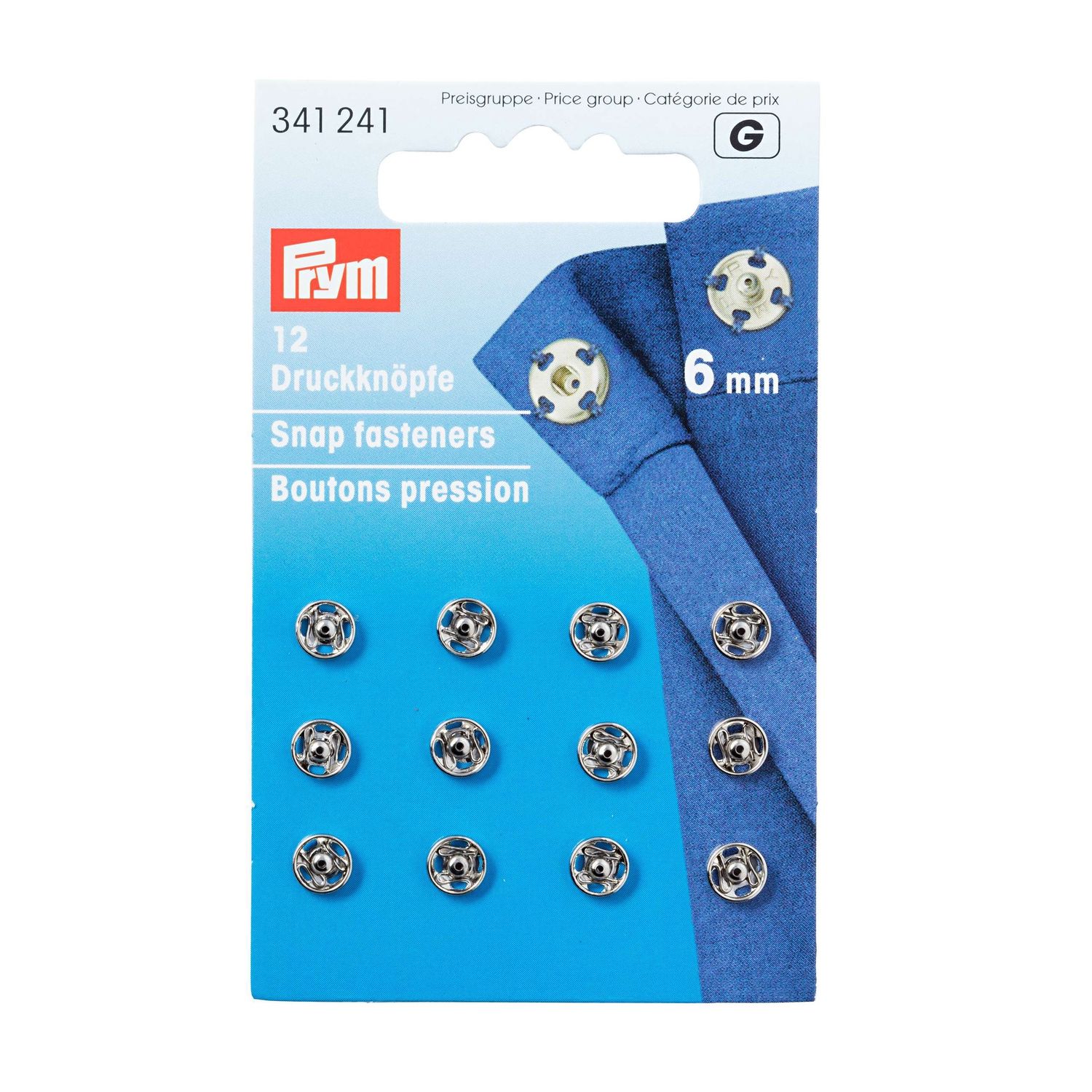 Prym Domes/Snap fasteners, Colour: Silver, Size: 6mm