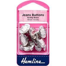 Trendy Trims Jean buttons, Color: Silver